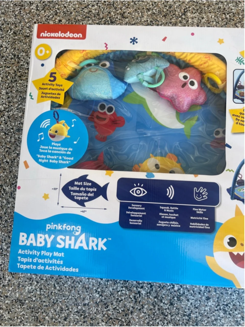 NEW Baby Nickelodeon Pinkfong Baby Shark Activity Play Mat One Size Blue Yellow